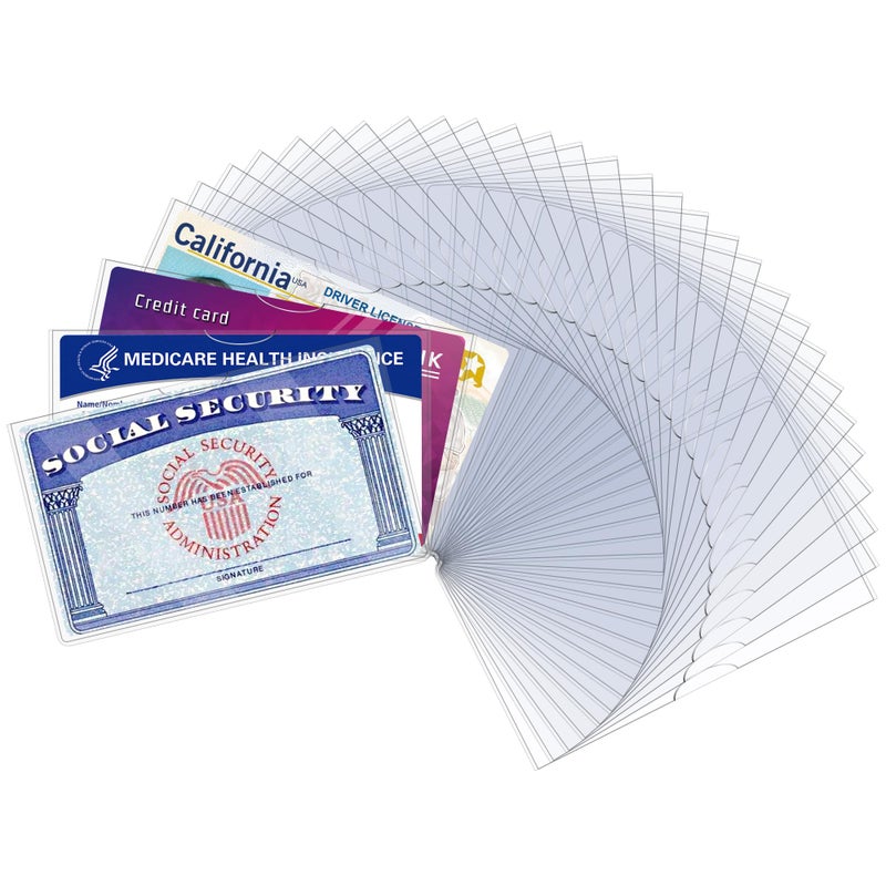 LIEMAND 32Pack Social Security Card Protector Sleeves/New Medicare Card Protector Sleeve/Credit Card Holder,31 Mil Soft Clear Card Sleeves for Waterproof SSN Card Protector/Credit Card Cover - Image 1